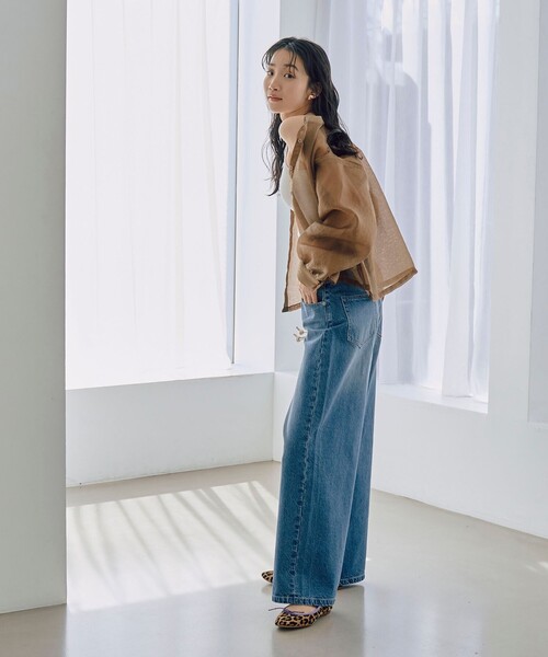 coen(コーエン)の「ヒョウ柄ジャガードシアークロップドシャツ(シャツ/ブラウス・レディース・モカ/ダークグレー・L/M)」の20枚目の写真