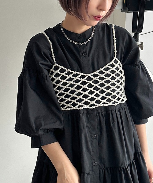 新品タグ付きJON MOON♡パール付きグレー ビスチェ36サイズ apresjour mignon×ARIAZ】パールビスチェ（ベスト）｜apres jour