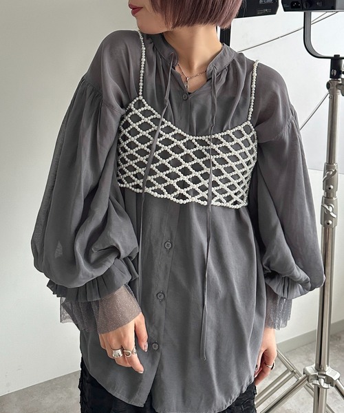 新品タグ付きJON MOON♡パール付きグレー ビスチェ36サイズ apresjour mignon×ARIAZ】パールビスチェ（ベスト）｜apres jour