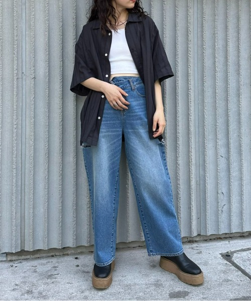 CIAOPANIC TYPY（チャオパニックティピー）の「レースストライプシャツ（シャツ/ブラウス・メンズ・グリーン/チャコールグレー/オフホワイト・MEDIUM/LARGE）」の12枚目の写真