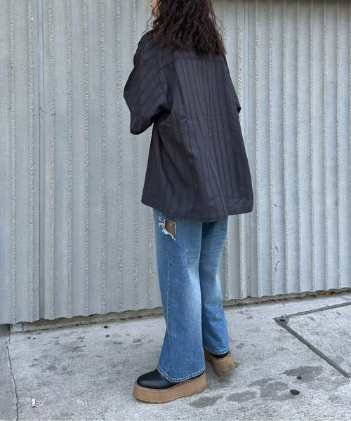 CIAOPANIC TYPY（チャオパニックティピー）の「レースストライプシャツ（シャツ/ブラウス・メンズ・グリーン/チャコールグレー/オフホワイト・MEDIUM/LARGE）」の14枚目の写真