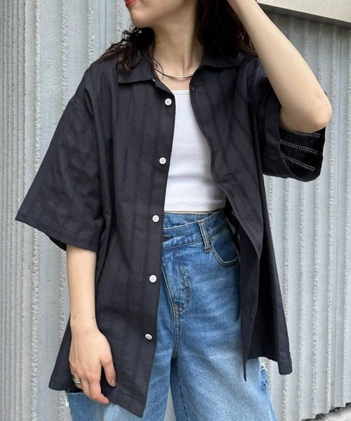 CIAOPANIC TYPY（チャオパニックティピー）の「レースストライプシャツ（シャツ/ブラウス・メンズ・グリーン/チャコールグレー/オフホワイト・MEDIUM/LARGE）」の10枚目の写真