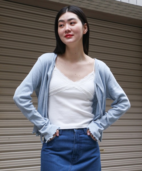 3.3 Field Trip （3.3フィールドトリップ）の「3.3 Field Trip／リボンカーディガン（カーディガン/ボレロ・レディース・ライトグレー/ブラック/ブルー・FREE）」の5枚目の写真