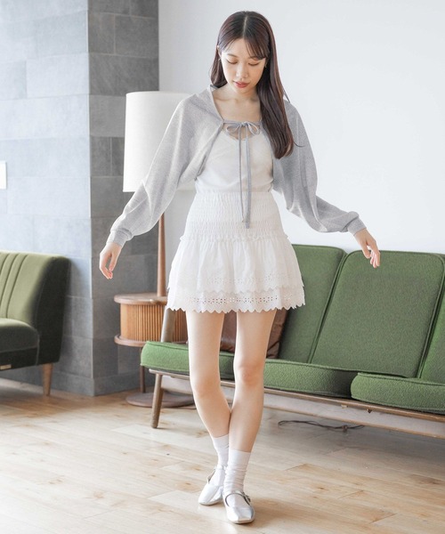 3.3 Field Trip （3.3フィールドトリップ）の「3.3 Field Trip／リボンカーディガン（カーディガン/ボレロ・レディース・ライトグレー/ブラック/ブルー・FREE）」の8枚目の写真