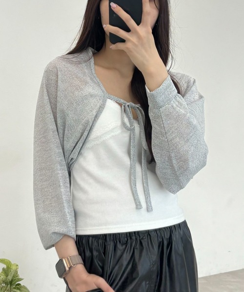 3.3 Field Trip （3.3フィールドトリップ）の「3.3 Field Trip／リボンカーディガン（カーディガン/ボレロ・レディース・ライトグレー/ブラック/ブルー・FREE）」の14枚目の写真