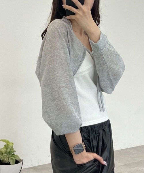 3.3 Field Trip （3.3フィールドトリップ）の「3.3 Field Trip／リボンカーディガン（カーディガン/ボレロ・レディース・ライトグレー/ブラック/ブルー・FREE）」の15枚目の写真