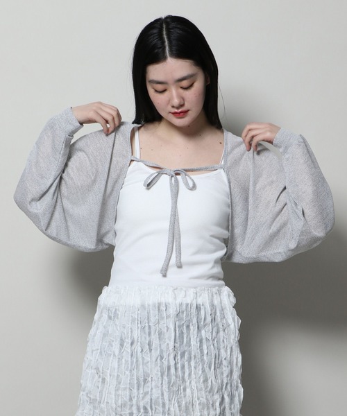 3.3 Field Trip （3.3フィールドトリップ）の「3.3 Field Trip／リボンカーディガン（カーディガン/ボレロ・レディース・ライトグレー/ブラック/ブルー・FREE）」の18枚目の写真