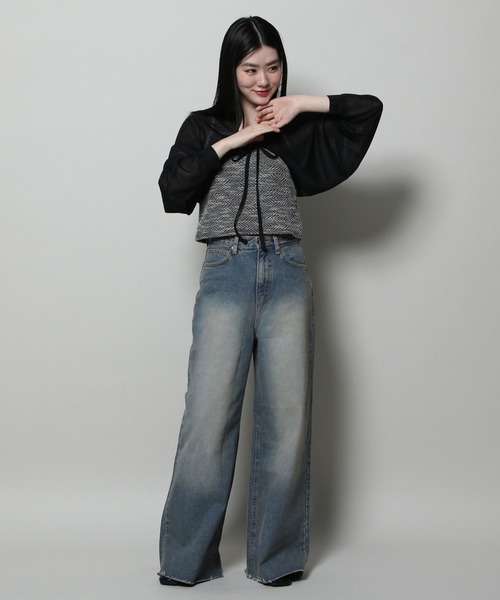 3.3 Field Trip （3.3フィールドトリップ）の「3.3 Field Trip／リボンカーディガン（カーディガン/ボレロ・レディース・ライトグレー/ブラック/ブルー・FREE）」の21枚目の写真