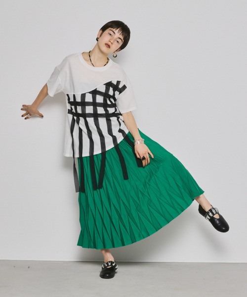 manana suerte（マニャーナスエルテ）の「デザインプリーツロングスカート（スカート・レディース・ブルー/ブラック/グリーン・FREE）」の14枚目の写真