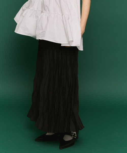 manana suerte（マニャーナスエルテ）の「デザインプリーツロングスカート（スカート・レディース・ブルー/ブラック/グリーン・FREE）」の5枚目の写真