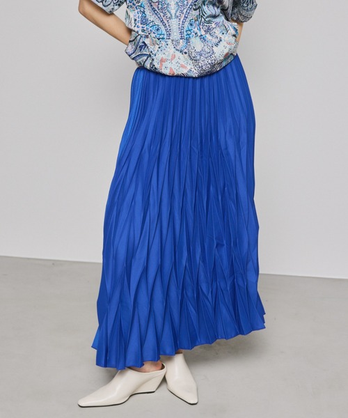 manana suerte（マニャーナスエルテ）の「デザインプリーツロングスカート（スカート・レディース・ブルー/ブラック/グリーン・FREE）」の20枚目の写真