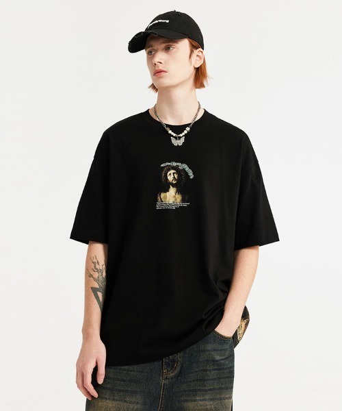 オーバーサイズ ジーザスグラフィックプリントTシャツ（Tシャツ/カットソー）｜Ressaca（レサーカ） 5,940円