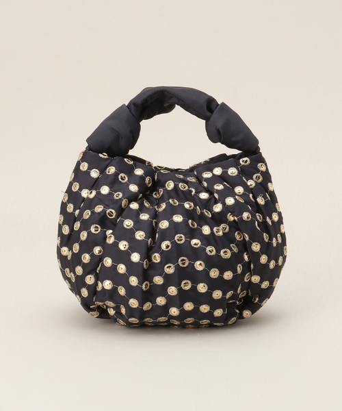 Spick & Span（スピックアンドスパン）の「ne Quittez pas / ヌキテパ POLY DUPIN EMB MINI BAG 012041NA1（ハンドバッグ・レディース・グリーン/ネイビー・MEDIUM）」の3枚目の写真