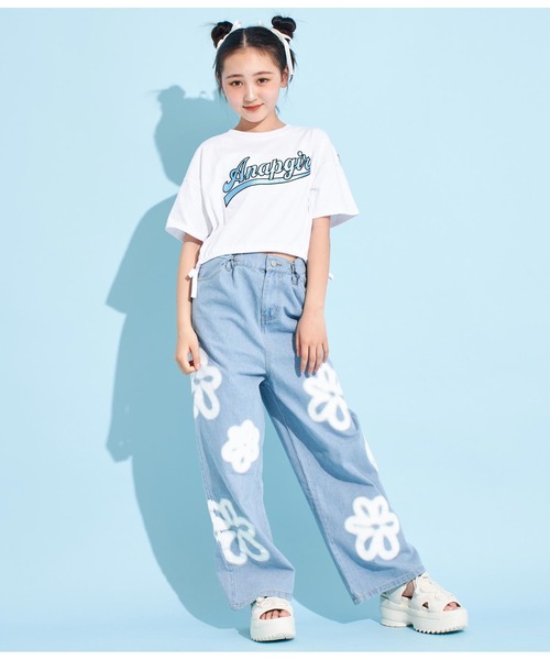 ANAP GiRL（アナップガール）の「サイドドロストリボン肩アキTシャツ