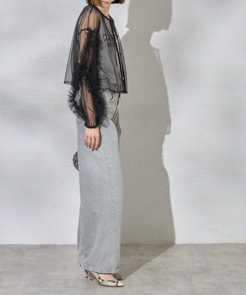 each（イーチ）の「【前後2WAY】袖フリルチュールブラウス（シャツ/ブラウス・レディース・グレイッシュベージュ/ブラック/アイボリー・FREE）」の7枚目の写真