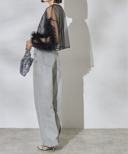 each（イーチ）の「【前後2WAY】袖フリルチュールブラウス（シャツ/ブラウス・レディース・グレイッシュベージュ/ブラック/アイボリー・FREE）」の5枚目の写真