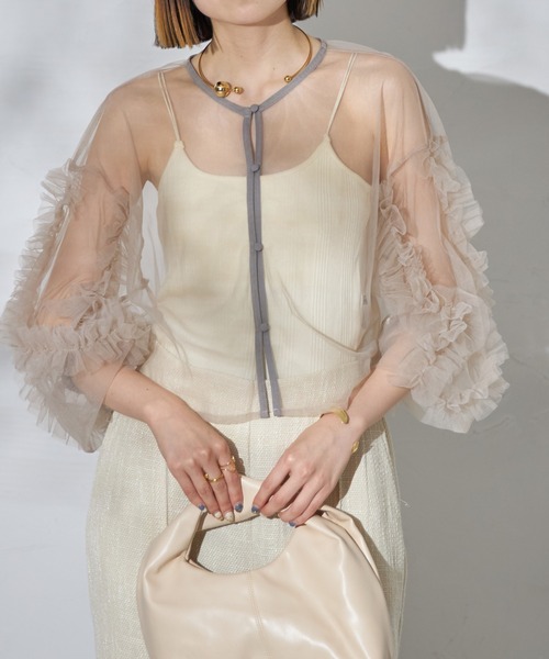 each（イーチ）の「【前後2WAY】袖フリルチュールブラウス（シャツ/ブラウス・レディース・グレイッシュベージュ/ブラック/アイボリー・FREE）」の22枚目の写真