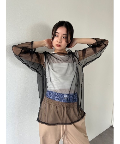 duei(デュイ)の「チュールオーバーサイズプルオーバー(Tシャツ/カットソー・レディース・ブラック/グレー/ホワイト・FREE)」の12枚目の写真