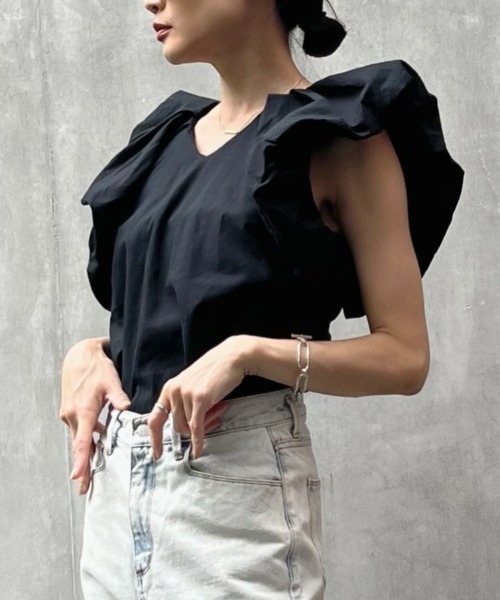 リネンタッチバルーンスリーブトップス（シャツ/ブラウス）｜y/m by Yukie（イムバイユキエ）