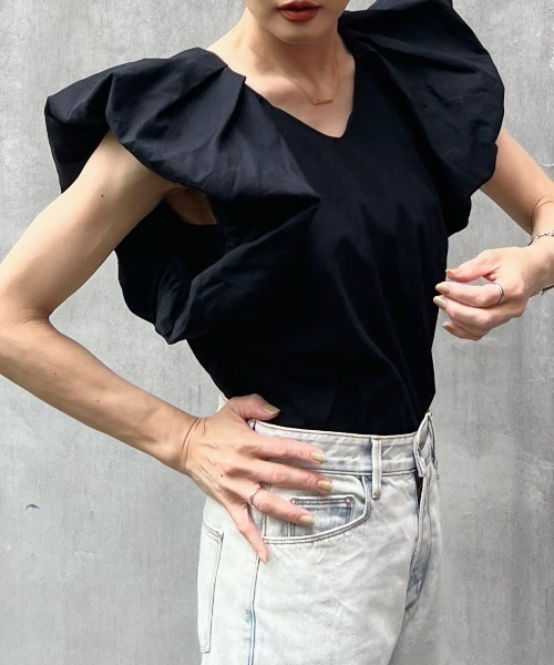 リネンタッチバルーンスリーブトップス（シャツ/ブラウス）｜y/m by Yukie（イムバイユキエ）