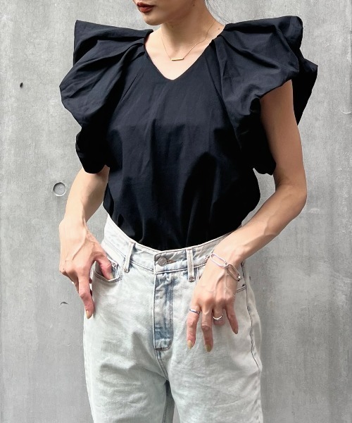 リネンタッチバルーンスリーブトップス（シャツ/ブラウス）｜y/m by Yukie（イムバイユキエ）