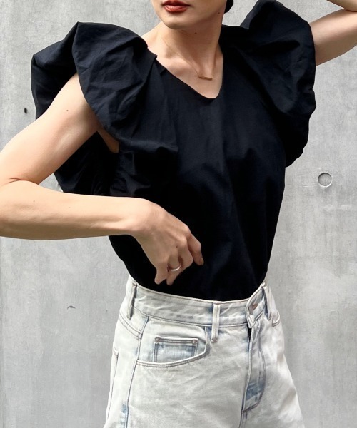リネンタッチバルーンスリーブトップス（シャツ/ブラウス）｜y/m by Yukie（イムバイユキエ）