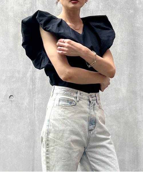 リネンタッチバルーンスリーブトップス（シャツ/ブラウス）｜y/m by Yukie（イムバイユキエ）
