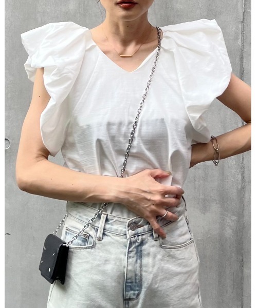 リネンタッチバルーンスリーブトップス（シャツ/ブラウス）｜y/m by Yukie（イムバイユキエ）