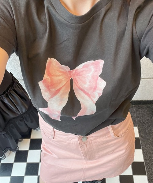 TITTY&CO.（ティティーアンドコー）の「titty ribbon tee（Tシャツ/カットソー・レディース・ホワイト/グレー/ピンク・FREE）」の3枚目の写真