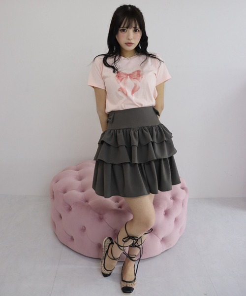 TITTY&CO.（ティティーアンドコー）の「titty ribbon tee（Tシャツ/カットソー・レディース・ホワイト/グレー/ピンク・FREE）」の5枚目の写真