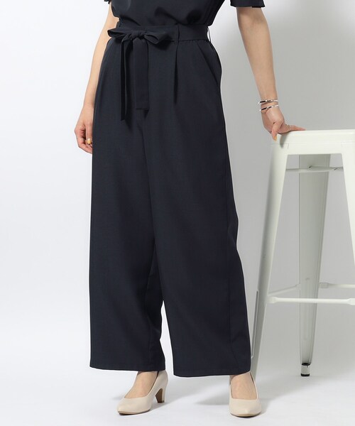 DRESKIP(ドレスキップ)の「◆【セットアップ可/イージーケア】麻調共紐ベルト付 ワイドパンツ(その他パンツ・レディース・サックスブルー/カーキ/ネイビー・03/04/02)」の3枚目の写真