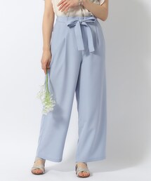 DRESKIP | ◆【セットアップ可/イージーケア】麻調共紐ベルト付 ワイドパンツ(その他パンツ)