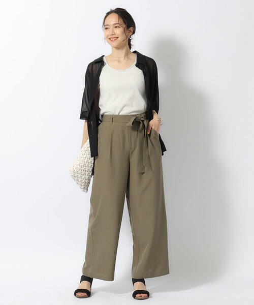 DRESKIP(ドレスキップ)の「◆【セットアップ可/イージーケア】麻調共紐ベルト付 ワイドパンツ(その他パンツ・レディース・サックスブルー/カーキ/ネイビー・03/04/02)」の15枚目の写真