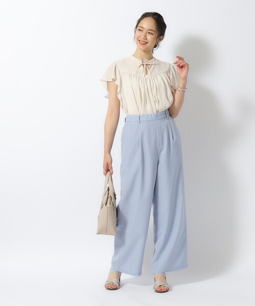 DRESKIP(ドレスキップ)の「◆【セットアップ可/イージーケア】麻調共紐ベルト付 ワイドパンツ(その他パンツ・レディース・サックスブルー/カーキ/ネイビー・03/04/02)」の10枚目の写真