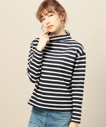 BEAUTY&YOUTH UNITED ARROWS | BY 鹿の子ボーダーボトルネック9分袖プルオーバー о：(Tシャツ/カットソー)