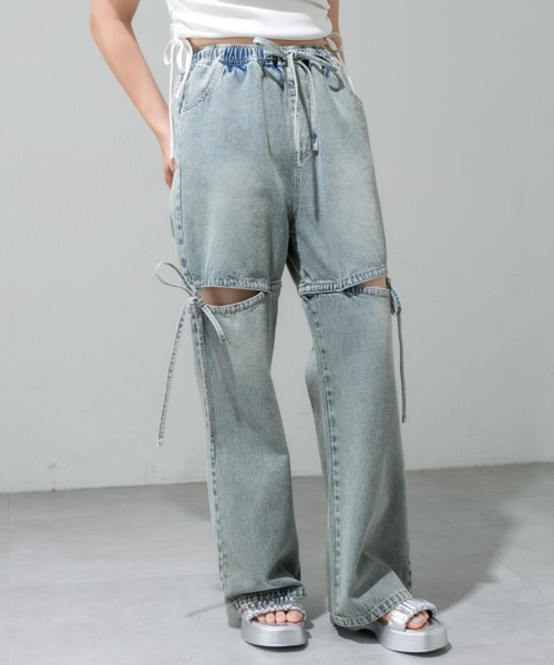 OLIVE des OLIVE（オリーブデオリーブ）の「サイドスリットリボンアソートデニムパンツ（その他パンツ・レディース・その他/グレイッシュベージュ/ブルー/ラベンダー・SMALL/MEDIUM）」の8枚目の写真