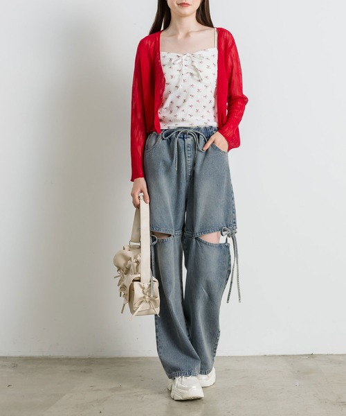 OLIVE des OLIVE(オリーブデオリーブ)の「サイドスリットリボンアソートデニムパンツ(デニムパンツ・レディース・その他/グレイッシュベージュ/ブルー/ラベンダー・SMALL/MEDIUM)」の18枚目の写真