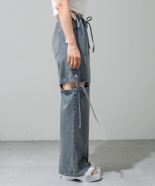 OLIVE des OLIVE(オリーブデオリーブ)の「サイドスリットリボンアソートデニムパンツ(デニムパンツ・レディース・その他/グレイッシュベージュ/ブルー/ラベンダー・SMALL/MEDIUM)」の20枚目の写真