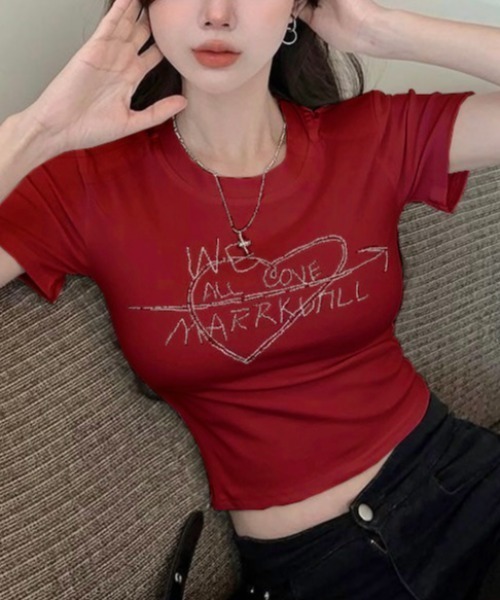 大人もOK♪【Dior】ラインストーンハートロゴTシャツ☆12-13A セール】【新色追加】ラインストーンハートロゴコンパクトT