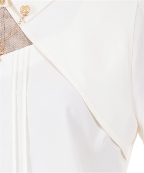 axes femme POETIQUE（アクシーズファムポエティック）の「クロスチャーム付フレア袖ブラウス（シャツ/ブラウス・レディース・キナリ/ブラック/ブルーグリーン・M）」の22枚目の写真