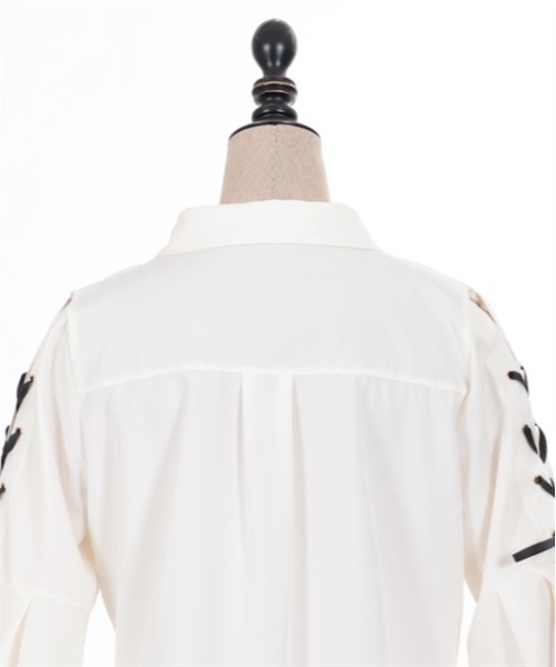 axes femme POETIQUE（アクシーズファムポエティック）の「クロスチャーム付フレア袖ブラウス（シャツ/ブラウス・レディース・キナリ/ブラック/ブルーグリーン・M）」の20枚目の写真