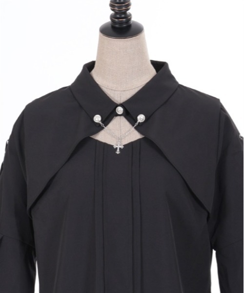 axes femme POETIQUE（アクシーズファムポエティック）の「クロスチャーム付フレア袖ブラウス（シャツ/ブラウス・レディース・キナリ/ブラック/ブルーグリーン・M）」の15枚目の写真