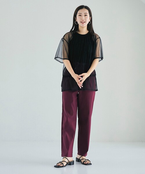 coen(コーエン)の「マルチファンクションやみつきテーパードパンツ(WEB限定サイズ)(スラックス・レディース・ブラック/ターコイズブルー/ワインレッド/ロイヤルブルー/ダークグレー・S/M/L/XL)」の17枚目の写真