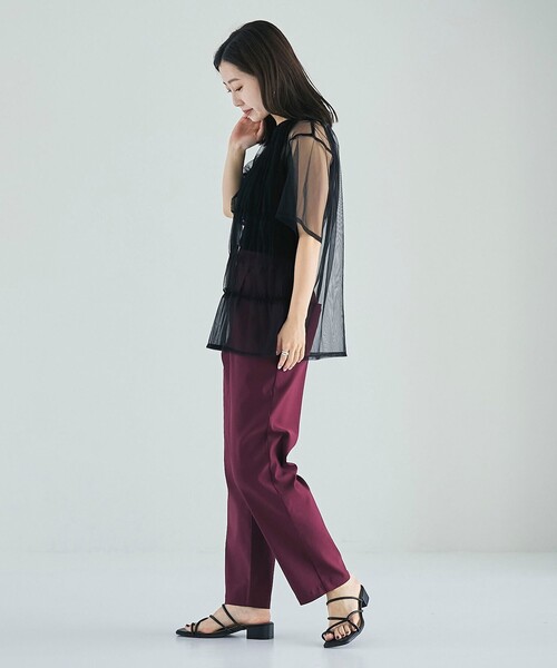 coen(コーエン)の「マルチファンクションやみつきテーパードパンツ(WEB限定サイズ)(スラックス・レディース・ブラック/ターコイズブルー/ワインレッド/ロイヤルブルー/ダークグレー・S/M/L/XL)」の16枚目の写真