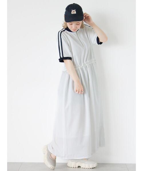 ehka sopo(エヘカソポ)の「ドッキングワンピース(ワンピース・レディース・オフホワイト/ネイビー/グリーン・F)」の1枚目の写真