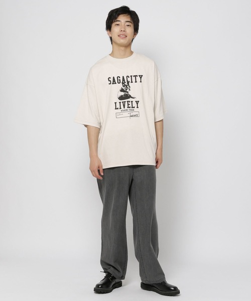 niko and...（ニコアンド）の「アニマルプリントTシャツ（Tシャツ/カットソー・メンズ・イエロー/チャコール/グリーン/ライトグレー・MEDIUM/LARGE）」の6枚目の写真