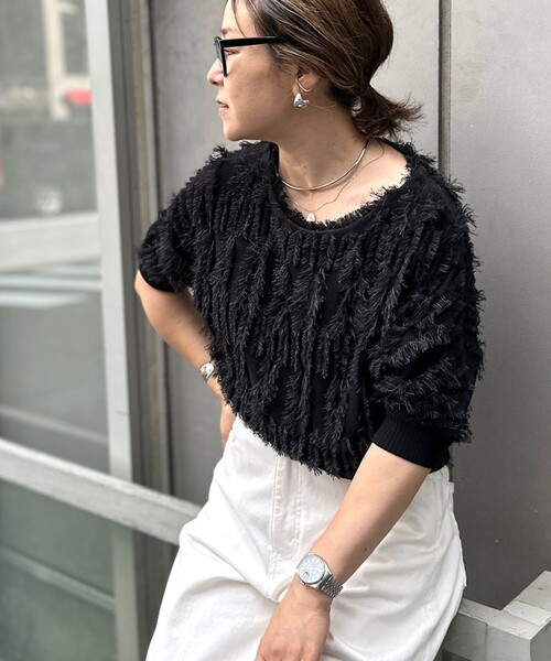 NOLLEY’S(ノーリーズ)の「《手洗い可能》カットフリンジドルマンプルオーバーニット(ニット/セーター・レディース・ブラック/ベージュ・38)」の18枚目の写真