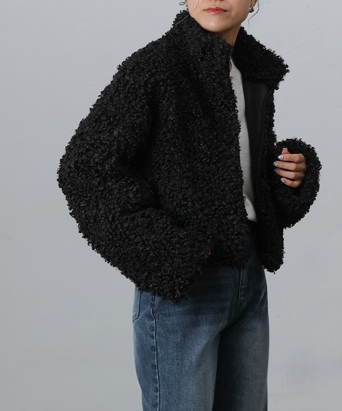 COLONY 2139（コロニートゥーワンスリーナイン）の「プードルフェイクファースタンドZIPブルゾン（ブルゾン・レディース・ブラック/ライトグレー/モカ・FREE）」の4枚目の写真