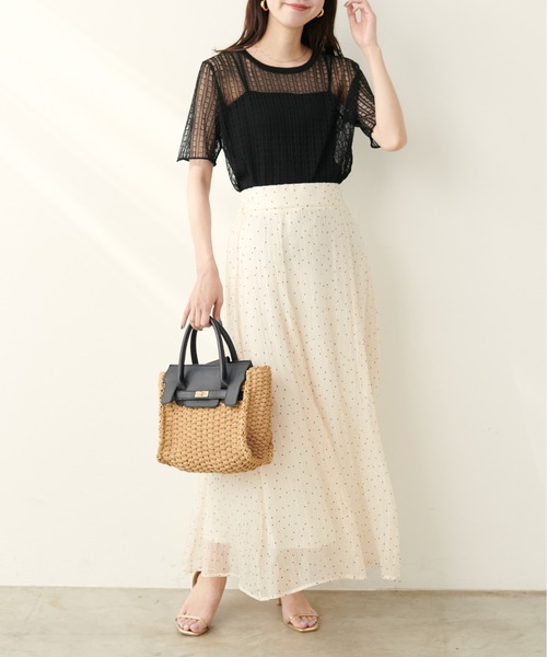 natural couture(ナチュラルクチュール)の「【WEB限定】透かし柄シアーニット(ニット/セーター・レディース・オフホワイト/ブラック/ライトベージュ/パープル系その他/ピンク・FREE)」の14枚目の写真