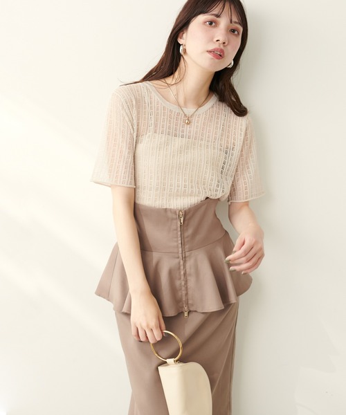 natural couture(ナチュラルクチュール)の「【WEB限定】透かし柄シアーニット(ニット/セーター・レディース・オフホワイト/ブラック/ライトベージュ/パープル系その他/ピンク・FREE)」の18枚目の写真